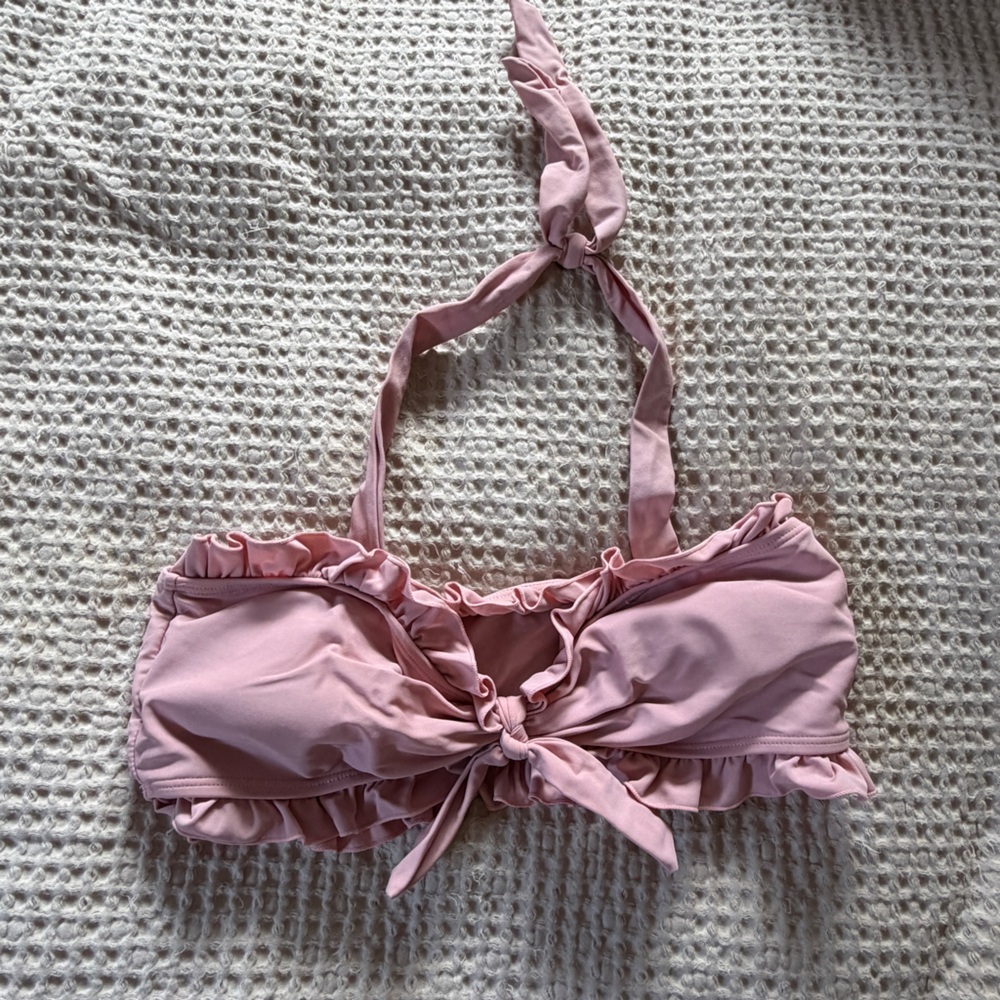 Charming Pink Ruffled Bikini Top